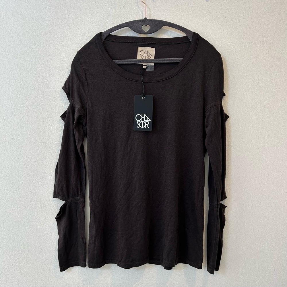 Chaser Black Long Sleeve Tee with Cutout Detail